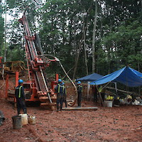 Workers drilling at Montagne d'Or